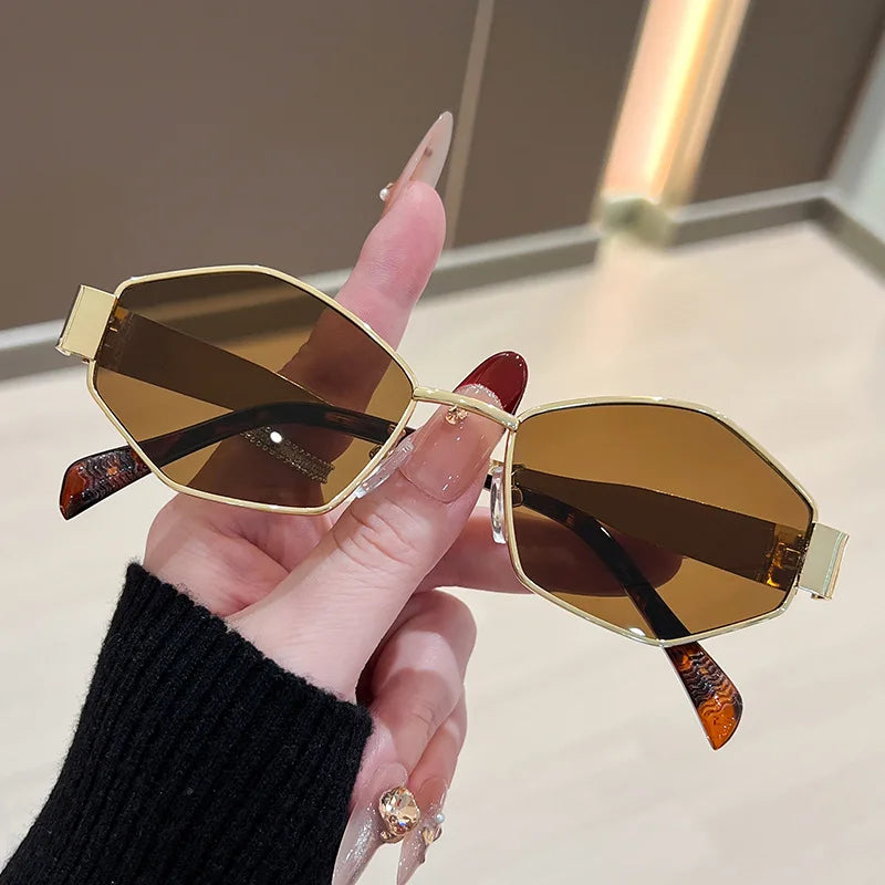 RBB Fashion Sunglasses – Women’s Polygon Metal Frame UV400 High-Quality Luxury Eyewear