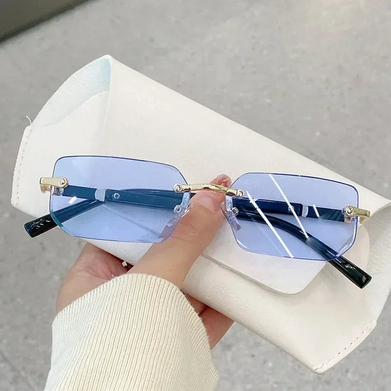RBB Rimless Square Sunglasses – Unisex HD Blue Light Blocking Eyewear