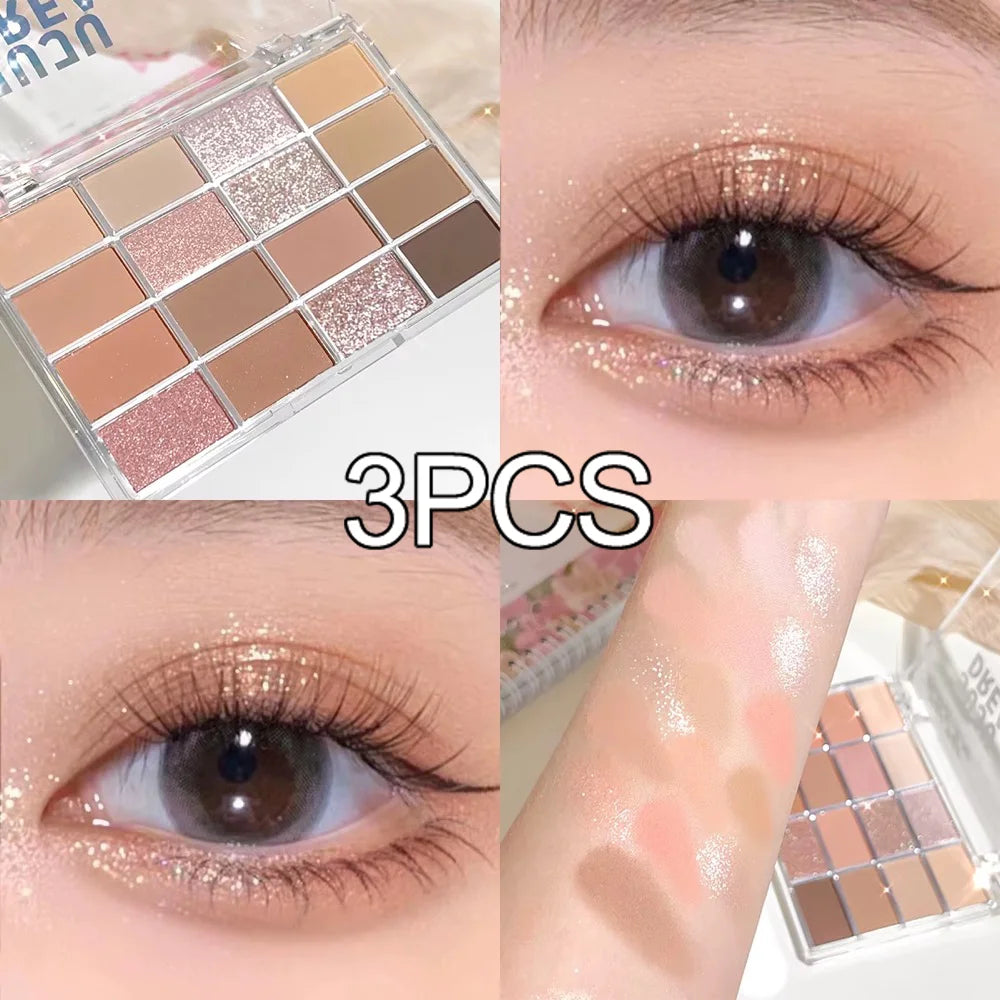16-Color Eyeshadow Palette – Pearlescent Matte Shades for Natural Daily Makeup