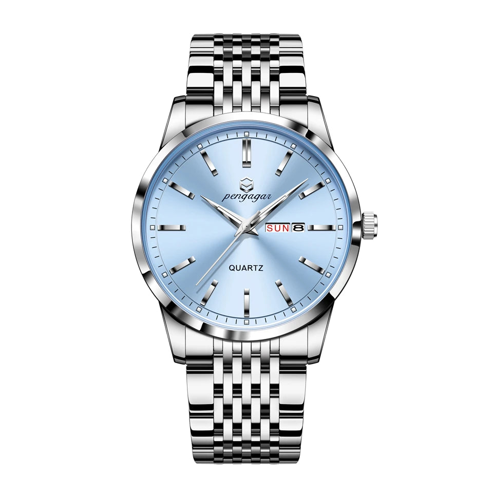 RBB 2025 New Luxury Men's Quartz Watch – Stainless Steel, Waterproof, Luminous, Date Display, 43mm