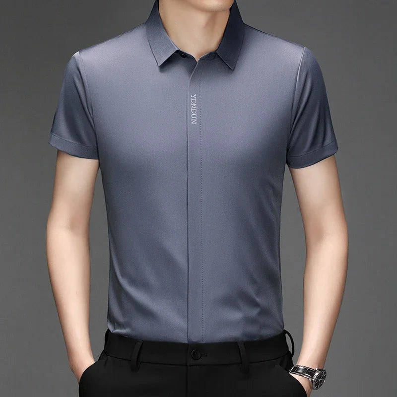 RBB Men’s Business Casual Short Sleeve Shirt – Wrinkle-Resistant Solid Color