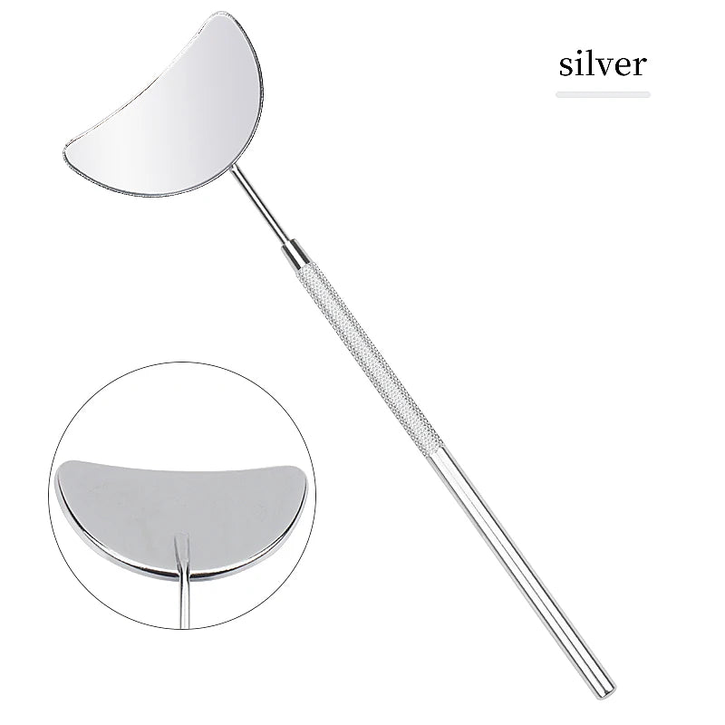 1Pc Moon-Shaped Eyelash Extension Inspection Mirror – Detachable Stainless Steel Lash Tool