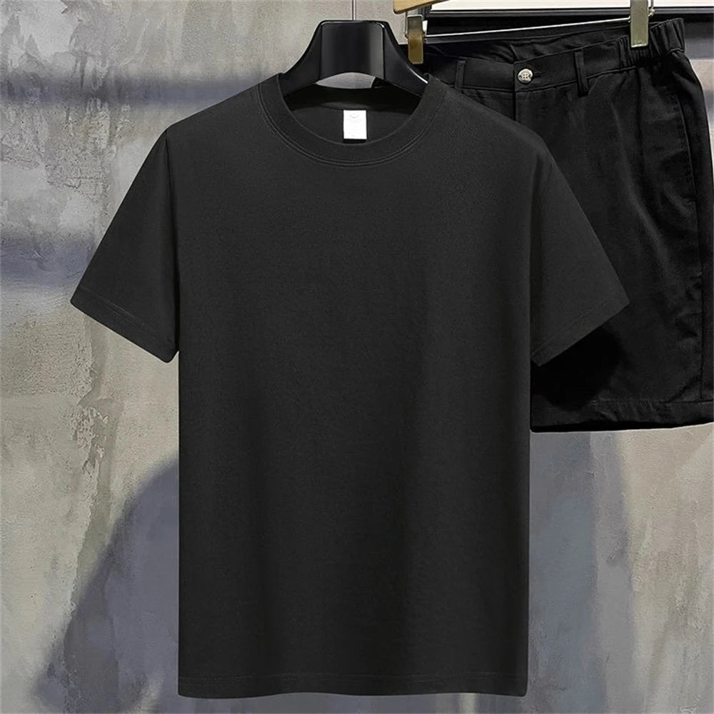 RBB Unisex Summer Cotton Solid Color O-Neck Short Sleeve T-Shirt – Couple White Casual Tee