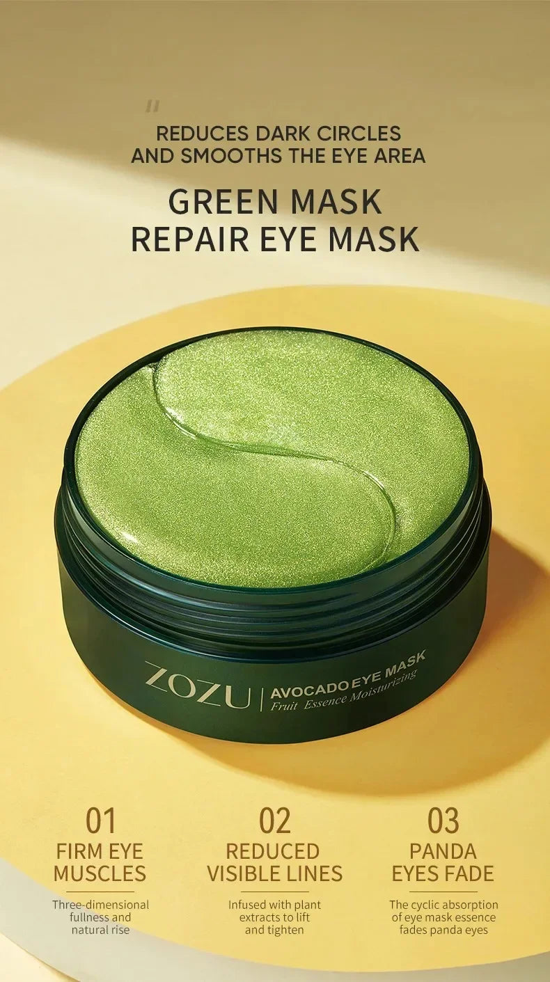 60/120PCS Avocado Gold Eye Masks – Anti-Wrinkle, Moisturizing & Dark Circle Treatment