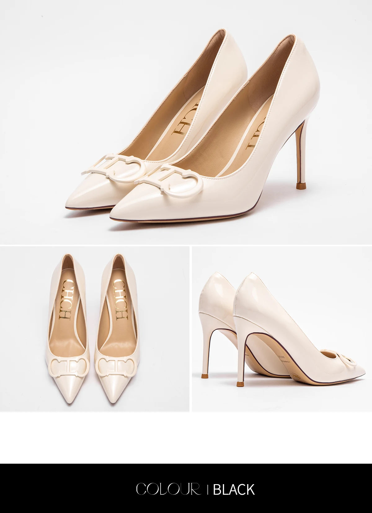 RBB Women’s 9cm High Heels – Pointed Toe with Metal Buckle
