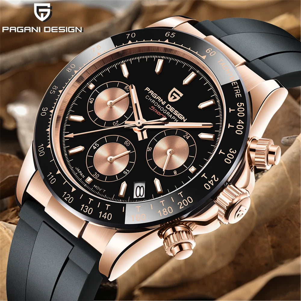 RBB DESIGN VK63 Men’s Quartz Chronograph Dive Watch – Luxury Sapphire Glass, Date Display, 100M Waterproof