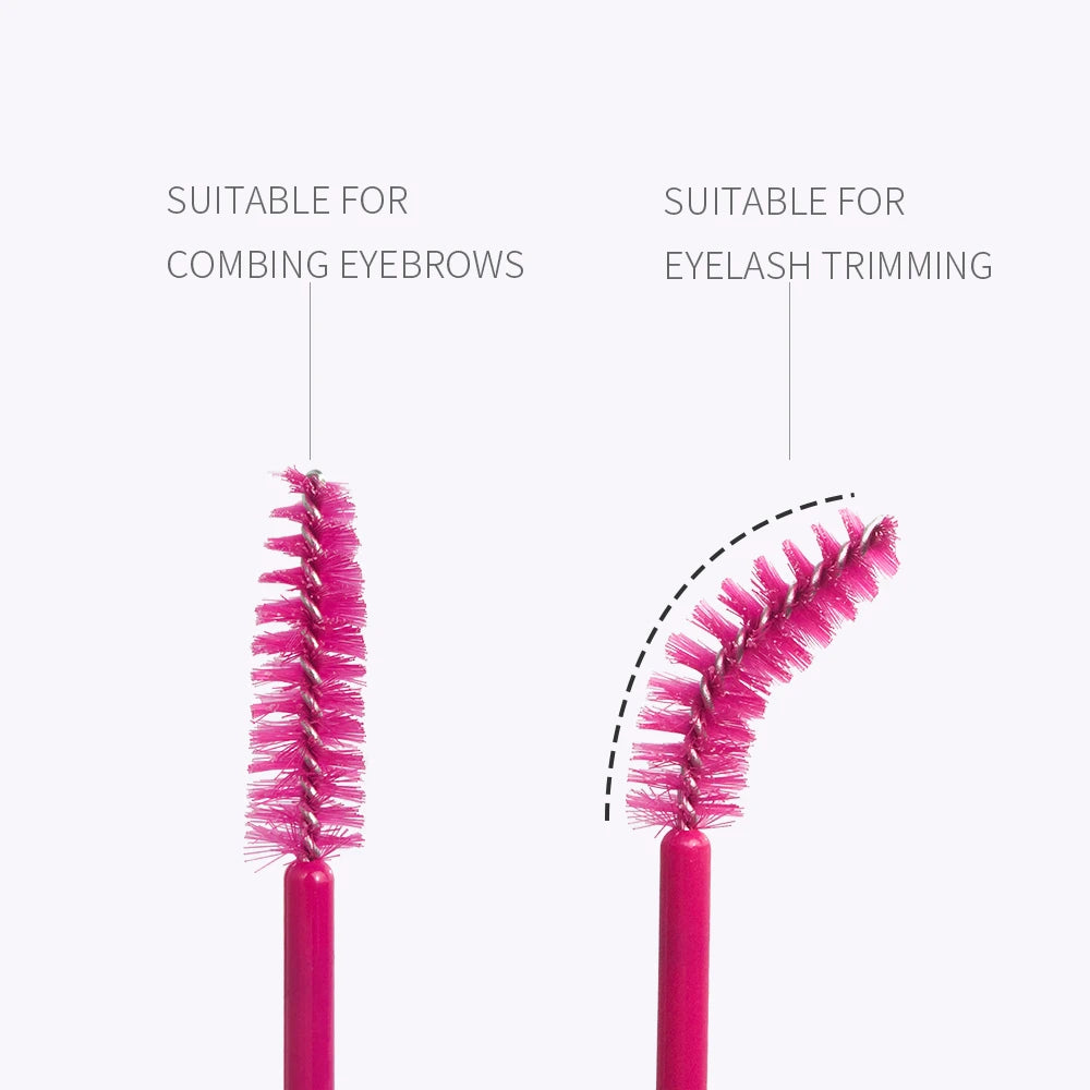 50Pcs Disposable Eyelash & Eyebrow Brushes – Soft Crystal Head Mascara Wands