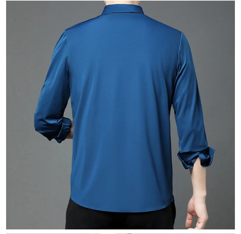 RBB Men’s Premium Ultra-Stretch Long Sleeve Shirt – Silky Formal & Casual Wear