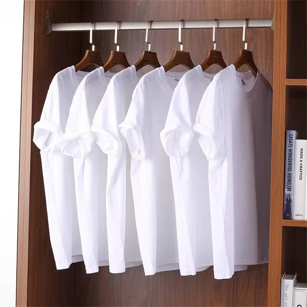 RBB 2PCS Men’s & Women’s 100% Cotton Solid White Short Sleeve T-Shirts – Casual Breathable Round Neck Tops