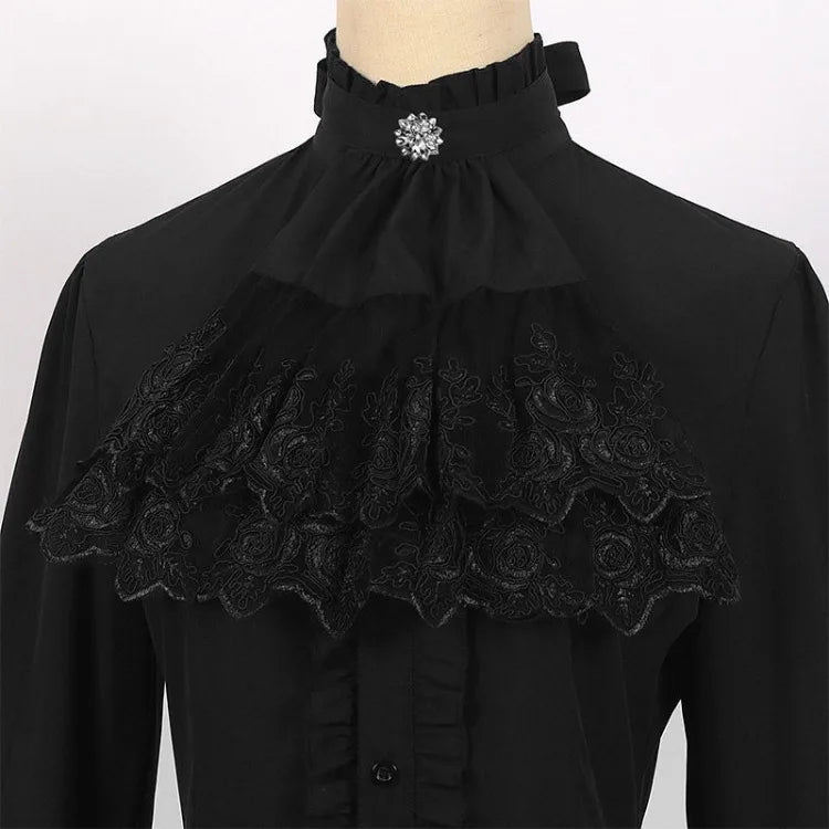 2025 New American Retro Pleated Shirts Women Spring Black Bottoming Blusas De Mujer Slim Fit Flare Sleeve Gothic Blouses