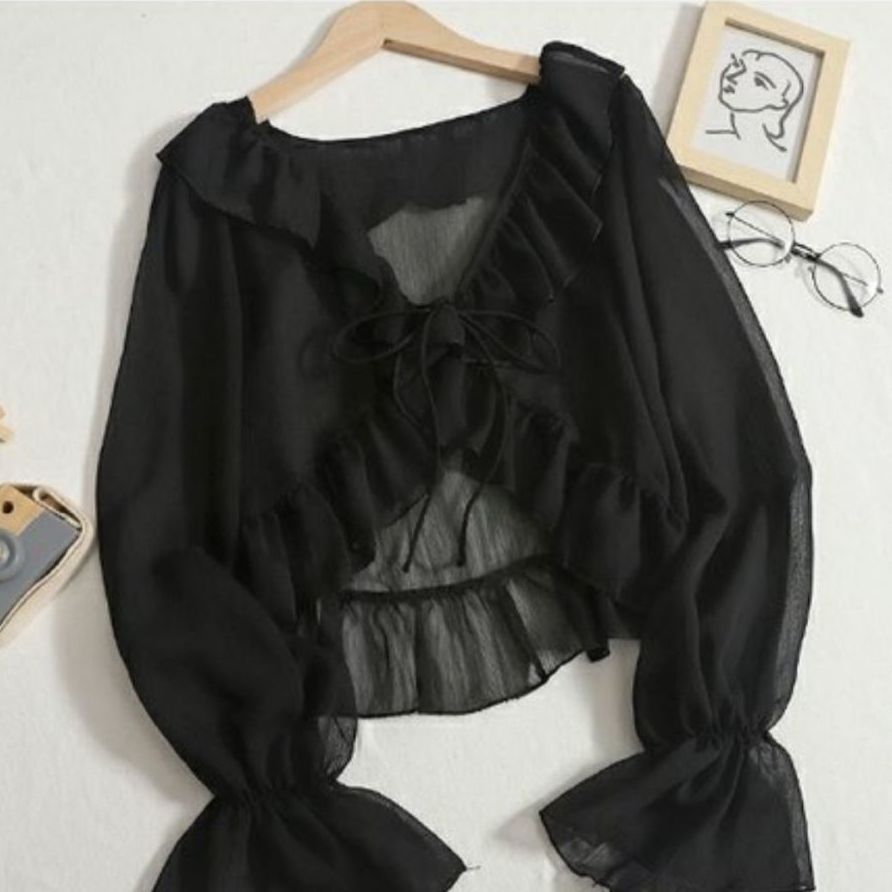 Blouses Women Lace-up Summer New Design Thin Trendy Long Sleeve Leisure Sweet Girls All-match Korean Style Tender Streetwear Ins