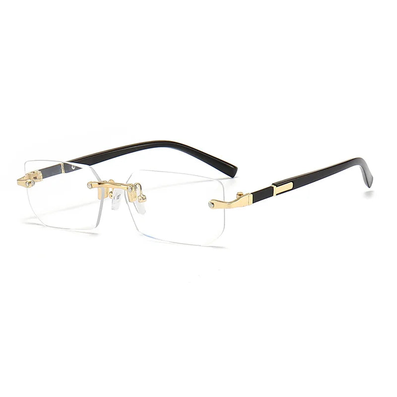 RBB Rimless Rectangle Sunglasses – Small Square Unisex Summer Travel Shades