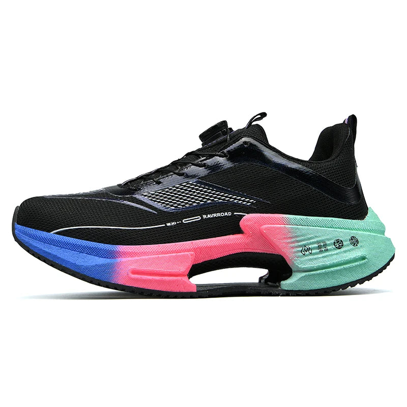 RBB Family Carbon Plate Running Shoes – Boys & Girls High Bounce TPU Popcorn Sneakers with Rotating Button Technology