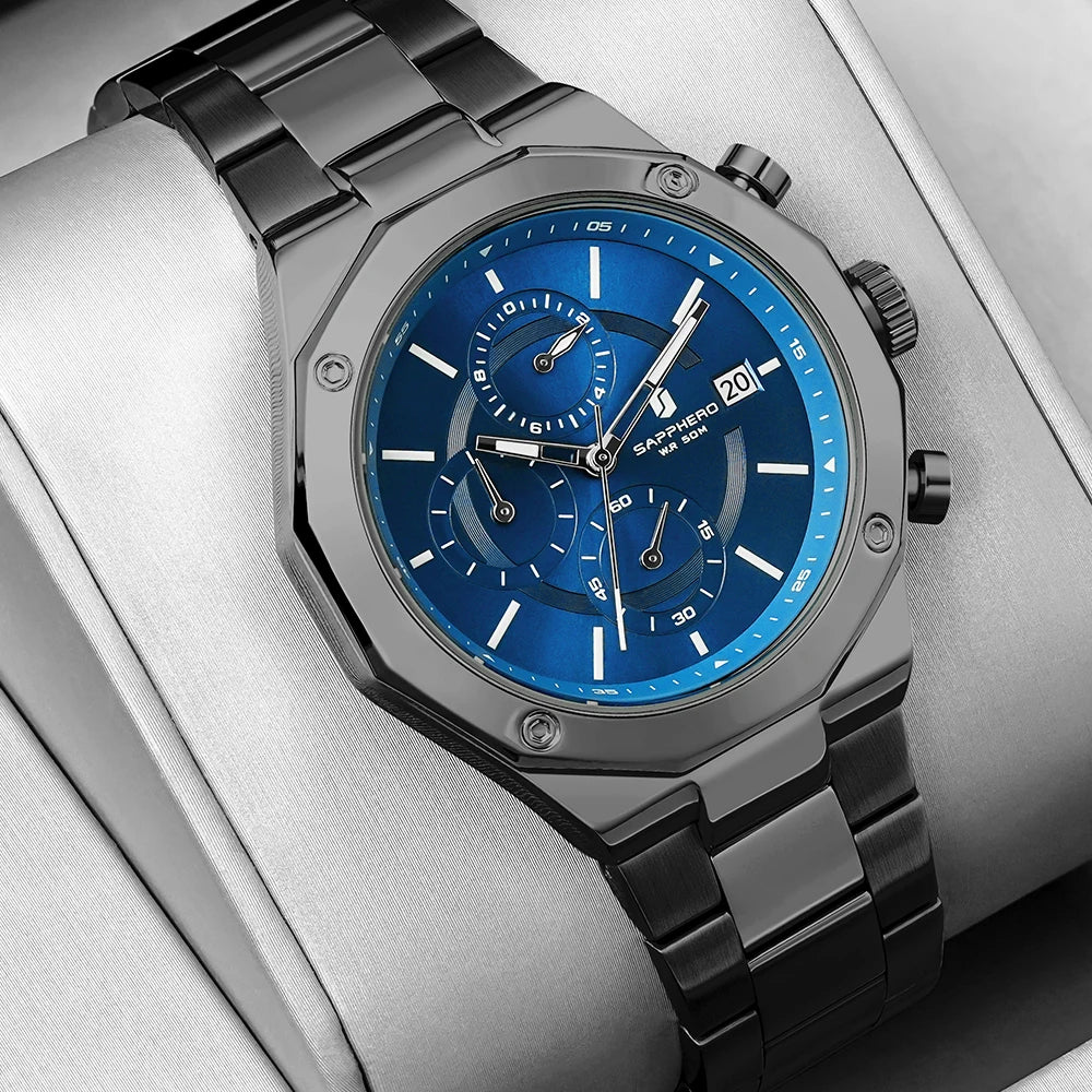 RBB Excellence Chronograph – Men's Luxury Sports Watch with Waterproof Design & Running Seconds