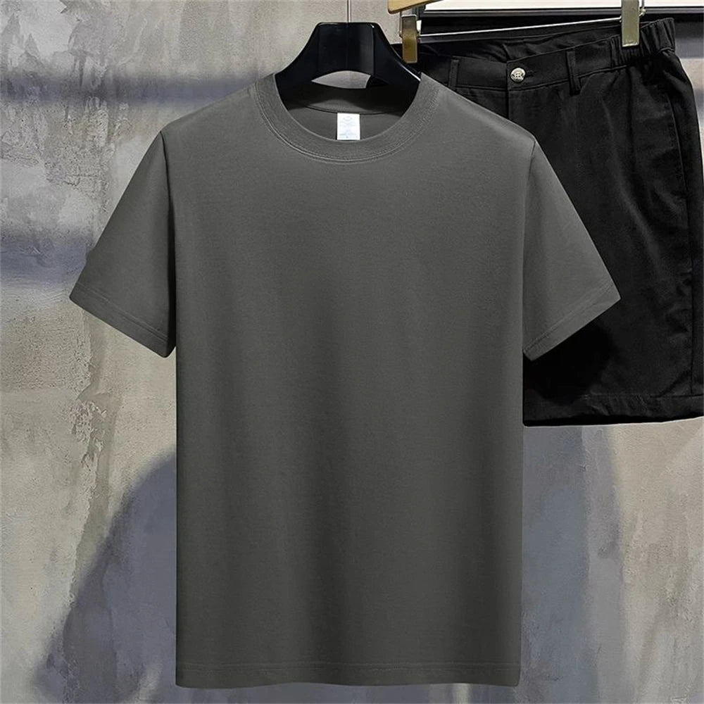 RBB Unisex Summer Cotton Solid Color O-Neck Short Sleeve T-Shirt – Couple White Casual Tee