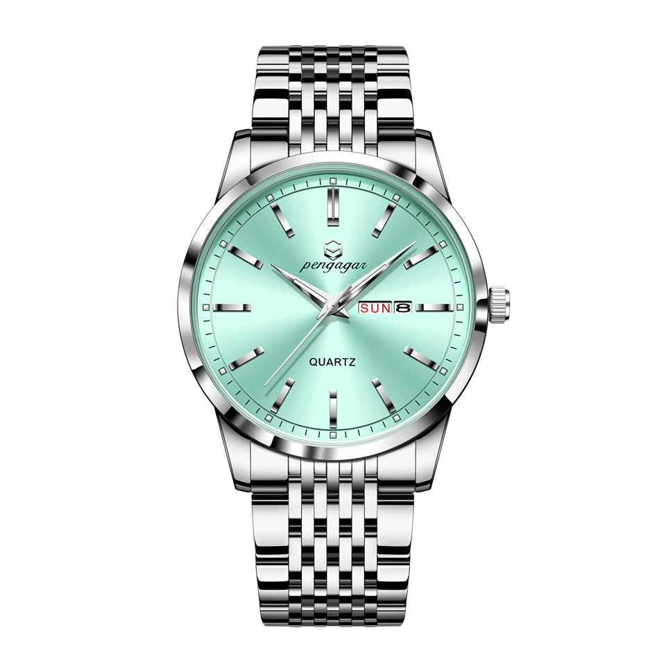 RBB 2025 New Luxury Men's Quartz Watch – Stainless Steel, Waterproof, Luminous, Date Display, 43mm