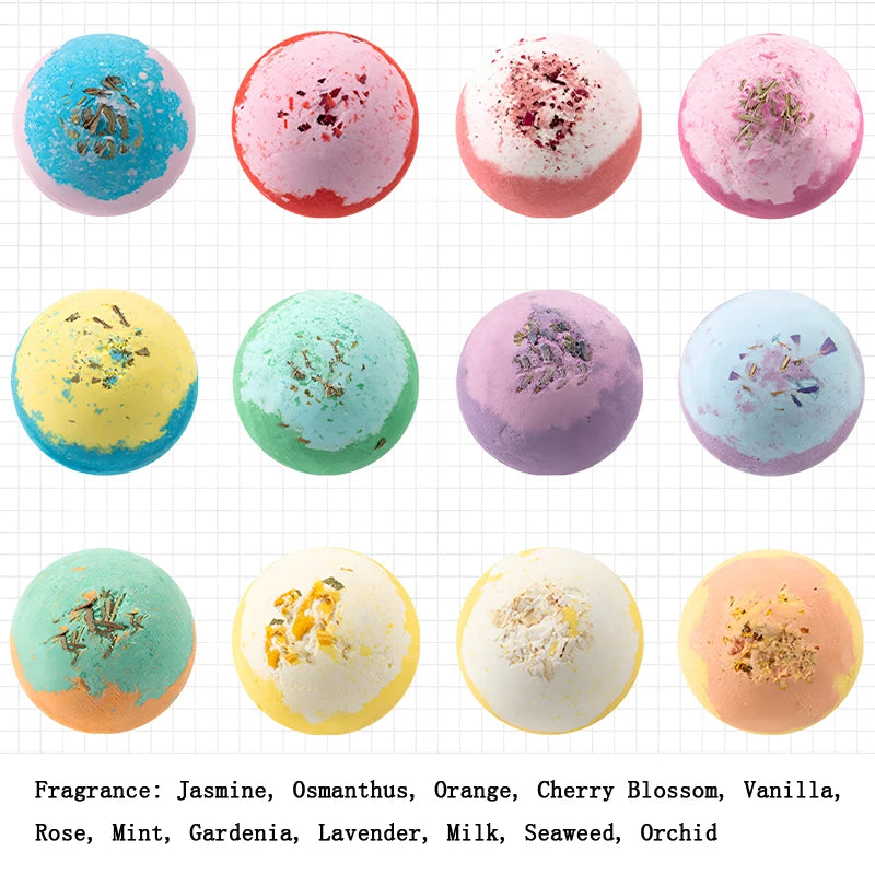 12pcs Bath Bomb Gift Box – Essential Oils, Moisturizing Spa Set