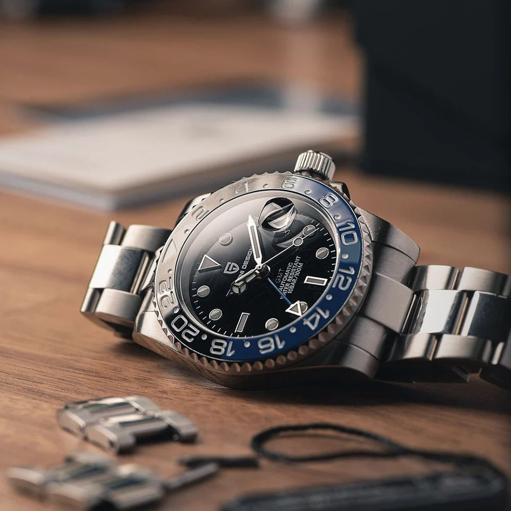 RBB DESIGN V3 Men's GMT Automatic Watch – 40MM Luxury Sapphire Mechanical Stainless Steel Waterproof Timepiece