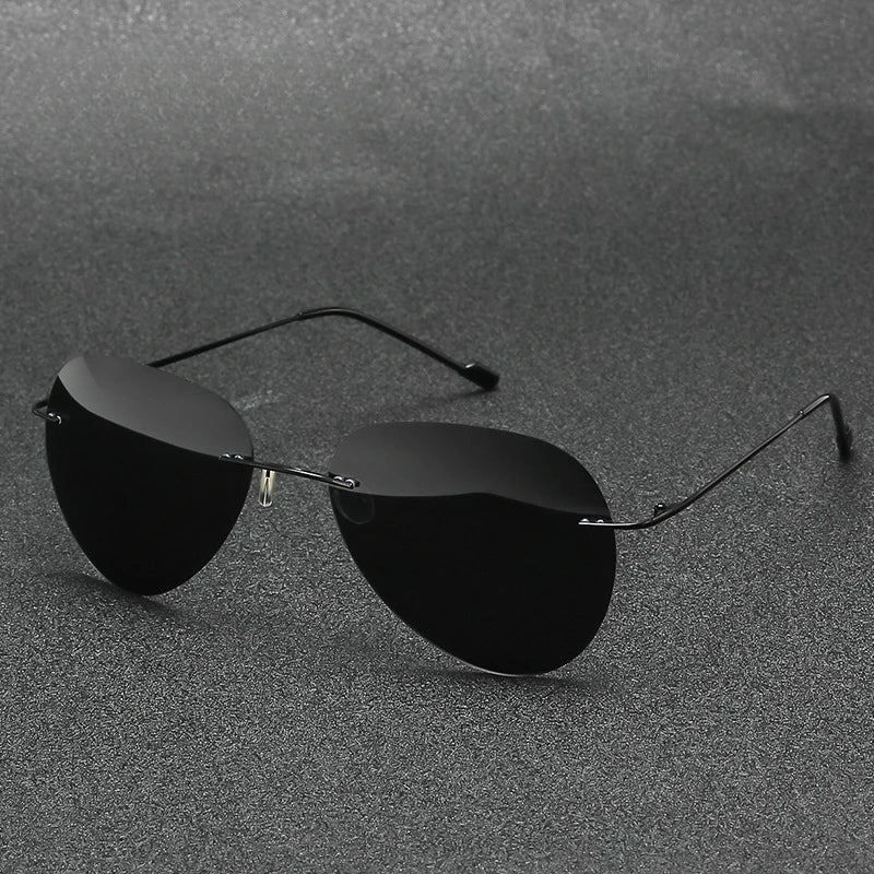 RBB Rimless Polarized Photochromic Sunglasses | Ultra-Light Titanium Driving Glasses for Men – Day & Night Vision
