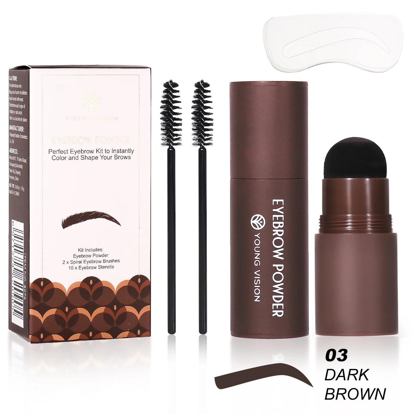Eyebrow Stamp Stencil Kit – 1 Pc Long-Lasting Waterproof Brow Shaping Set with 10 Stencils