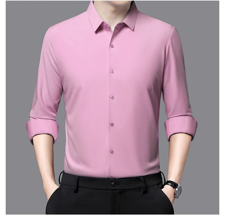 RBB Men’s Premium Ultra-Stretch Long Sleeve Shirt – Silky Formal & Casual Wear