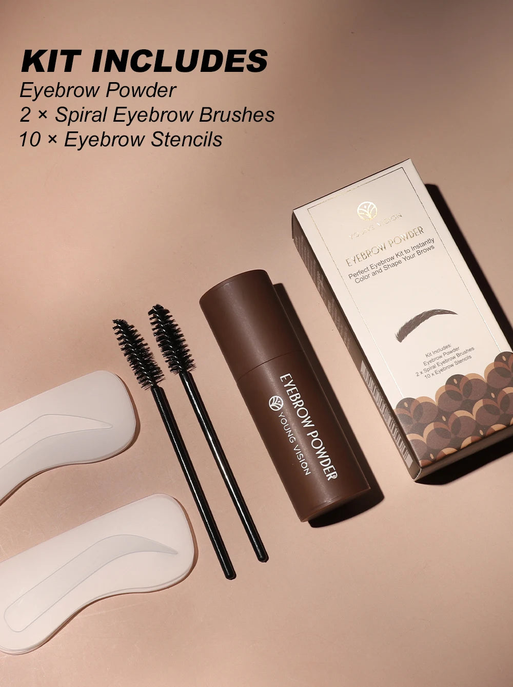 Eyebrow Stamp Stencil Kit – 1 Pc Long-Lasting Waterproof Brow Shaping Set with 10 Stencils