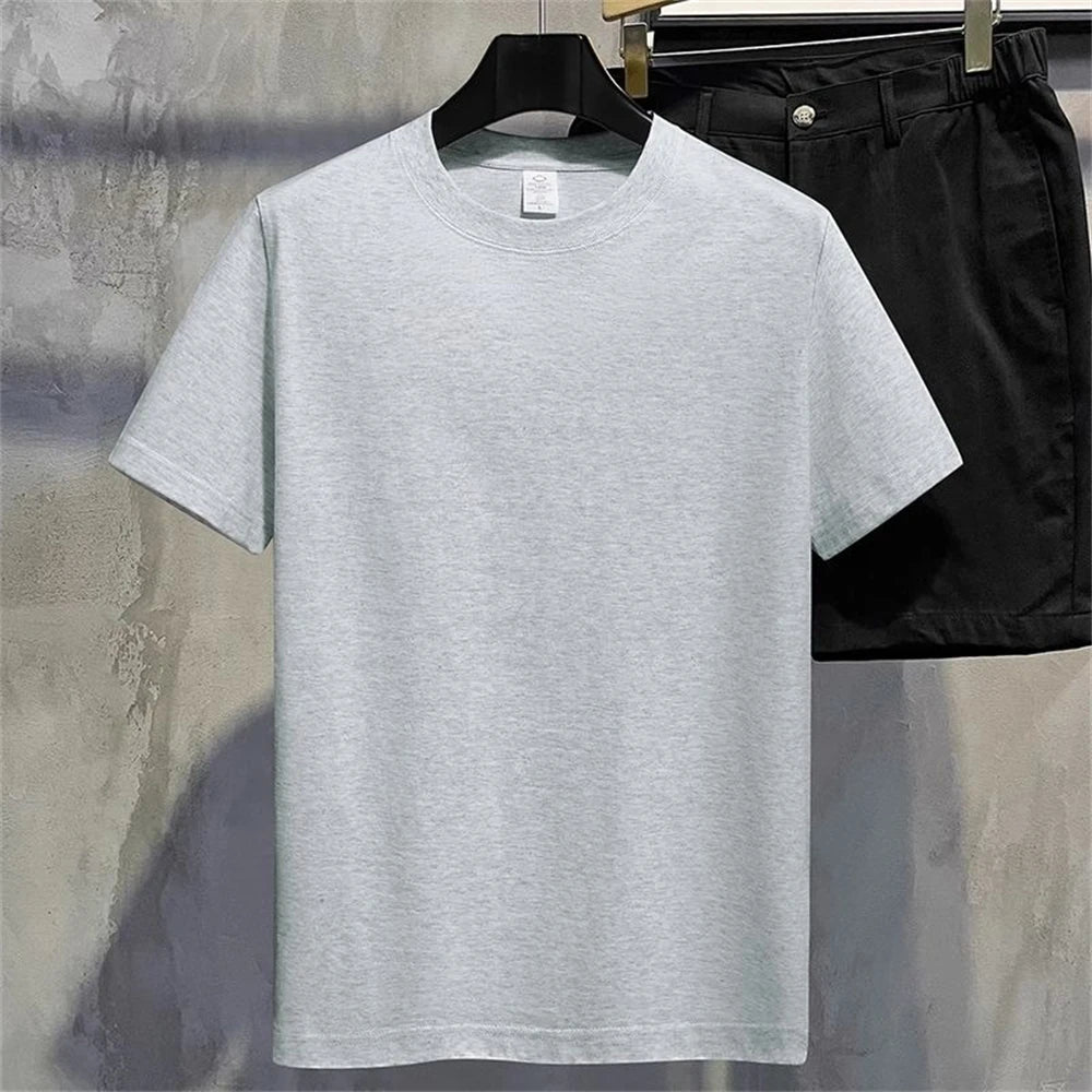 RBB Unisex Summer Cotton Solid Color O-Neck Short Sleeve T-Shirt – Couple White Casual Tee