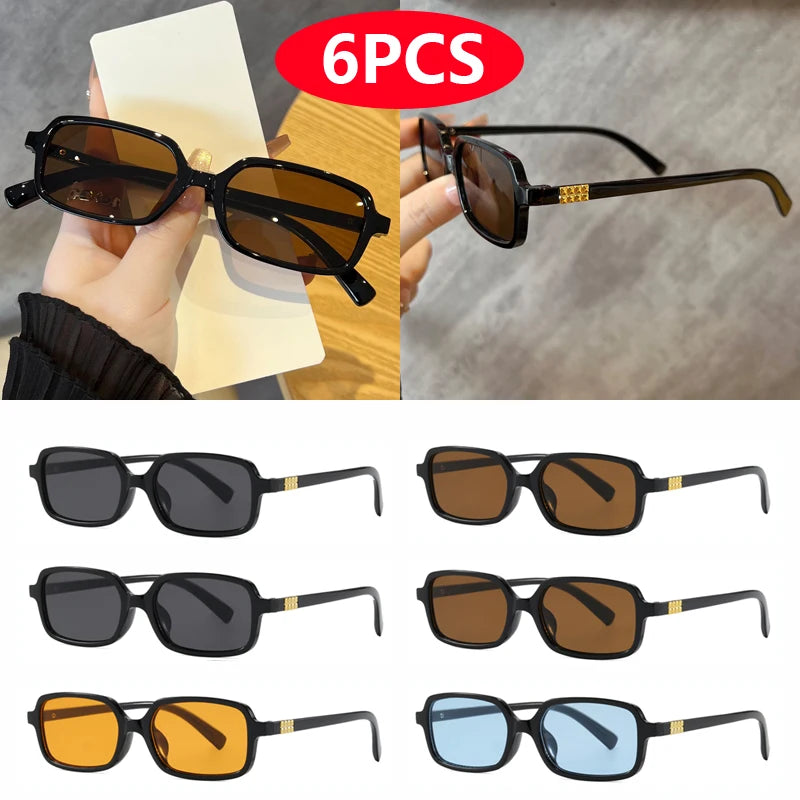 RBB Small Square Sunglasses Set (4pcs/6pcs) – Minimalist Retro UV400 Eyewear for Women & Men
