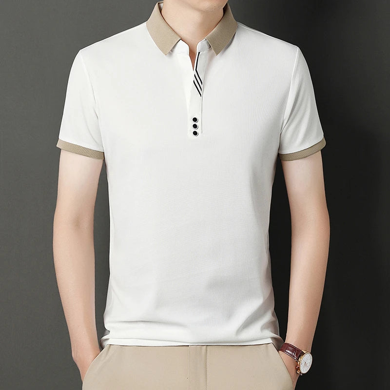 RBB Men's Solid Color Casual Short Sleeve Polo Shirt – Summer Comfortable Top for Business & Leisure