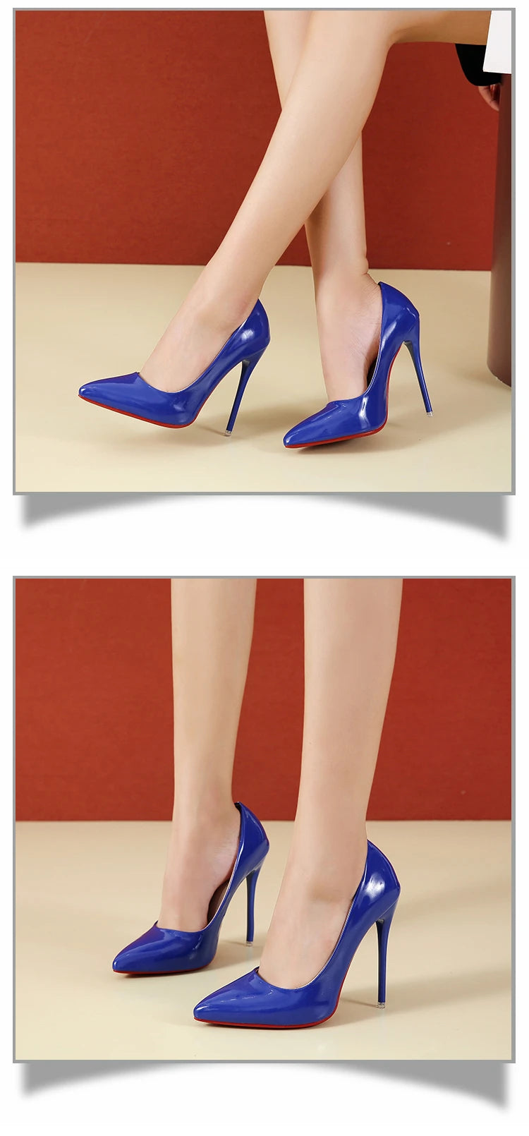 RBB 12cm Colorful Patent Leather Stiletto Pumps - Women's Size 45