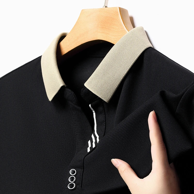 RBB Men's Solid Color Casual Short Sleeve Polo Shirt – Summer Comfortable Top for Business & Leisure