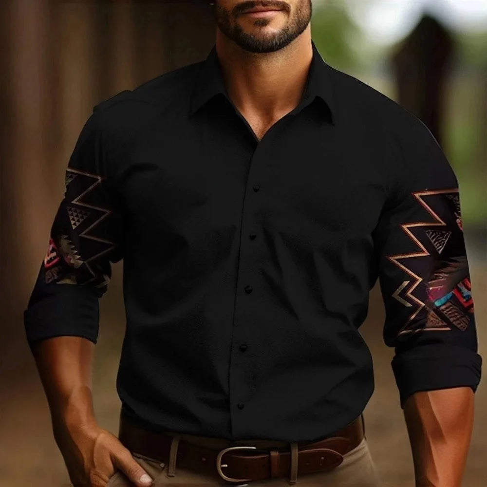 RBB Men’s Yellowstone Western Denim Shirt – Two-Tone Patchwork, Casual Long Sleeve