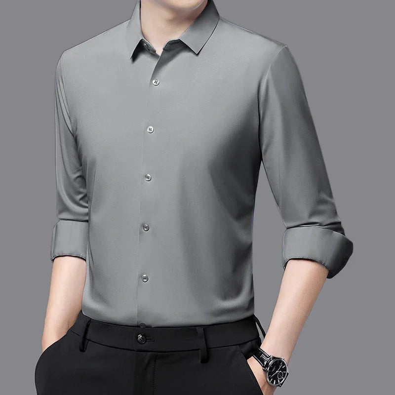 RBB Men’s Premium Ultra-Stretch Long Sleeve Shirt – Silky Formal & Casual Wear