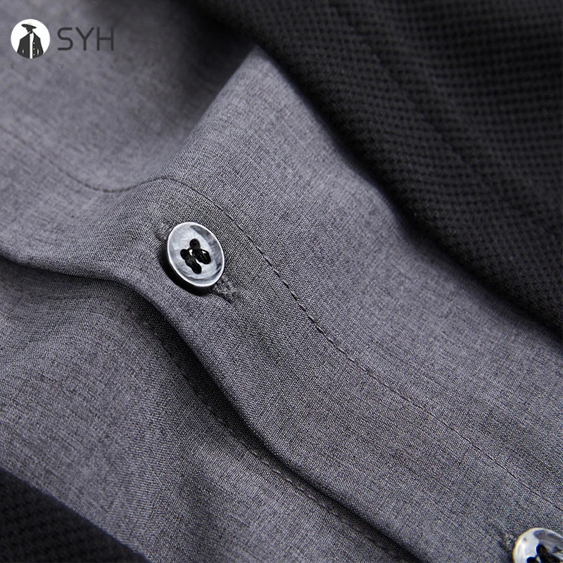 RBB Men’s Casual Long Sleeve Two-Piece Style Shirt – Comfortable Korean Fashion