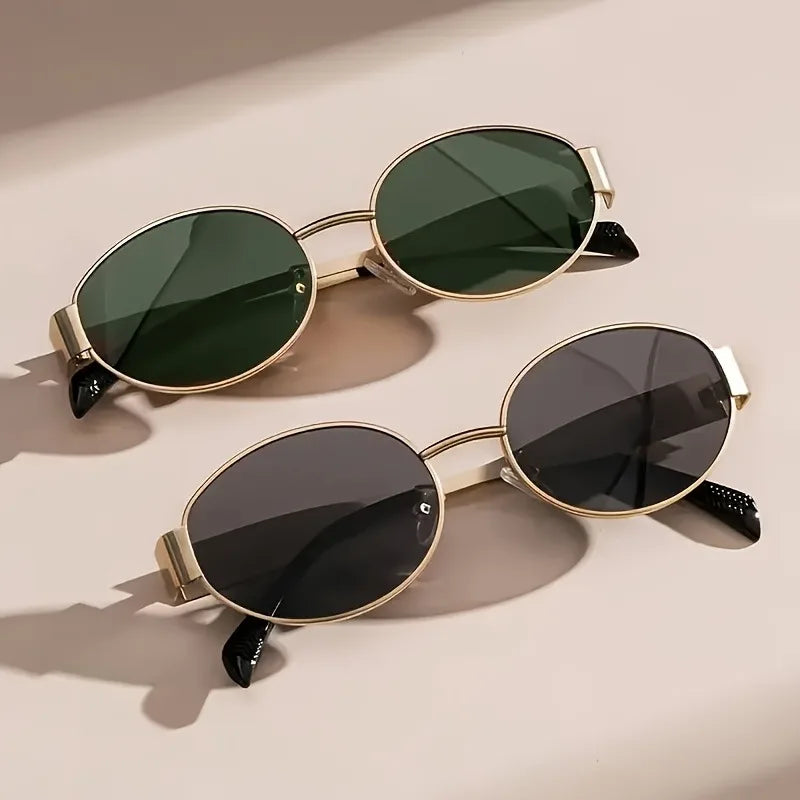 RBB 2-Pack Unisex Y2K Oval Frame Glasses – Retro Fashion Eyewear