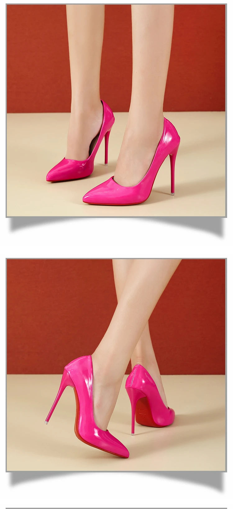RBB 12cm Colorful Patent Leather Stiletto Pumps - Women's Size 45