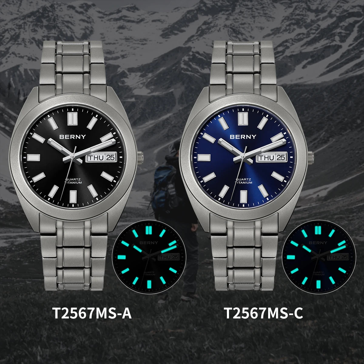 RBB Men's Titanium Sport Watch – Ultra Lightweight, Super Luminous, Sapphire Crystal, 10ATM Waterproof, Quartz Field Wristwatch