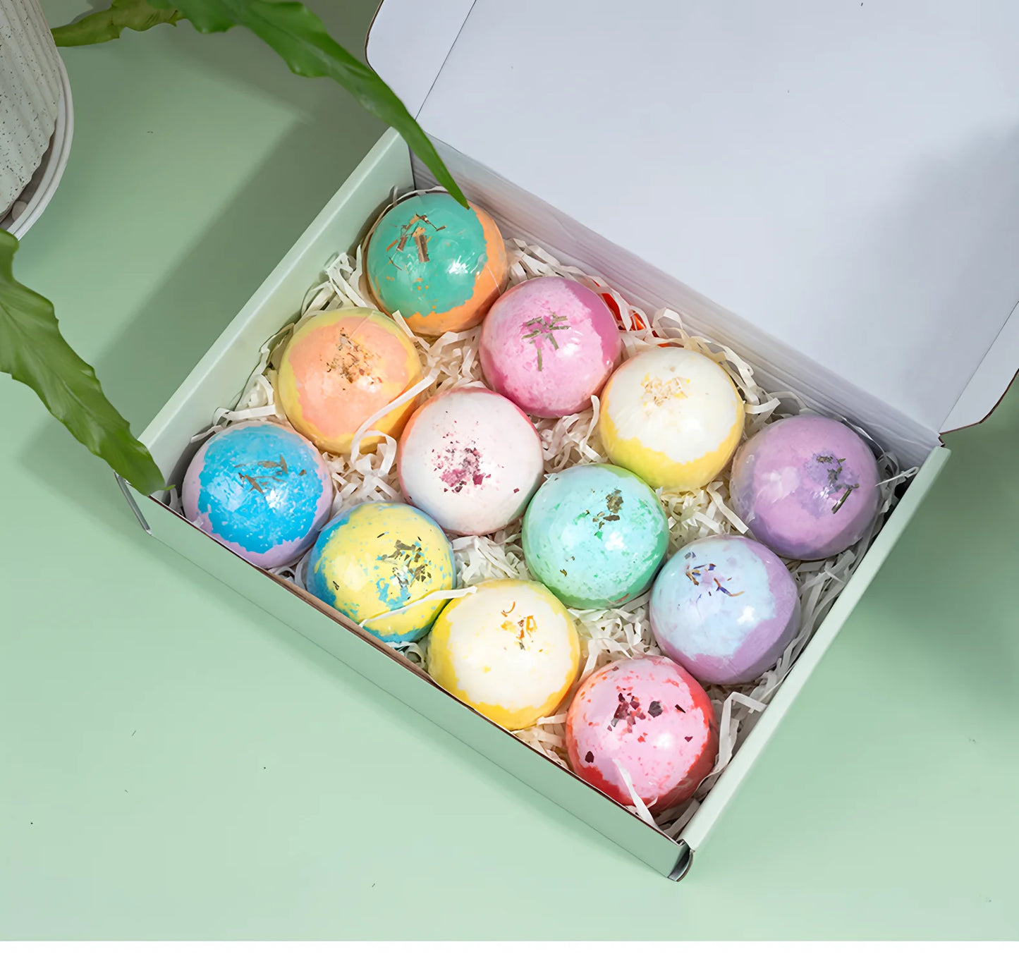 12pcs Bath Bomb Gift Box – Essential Oils, Moisturizing Spa Set