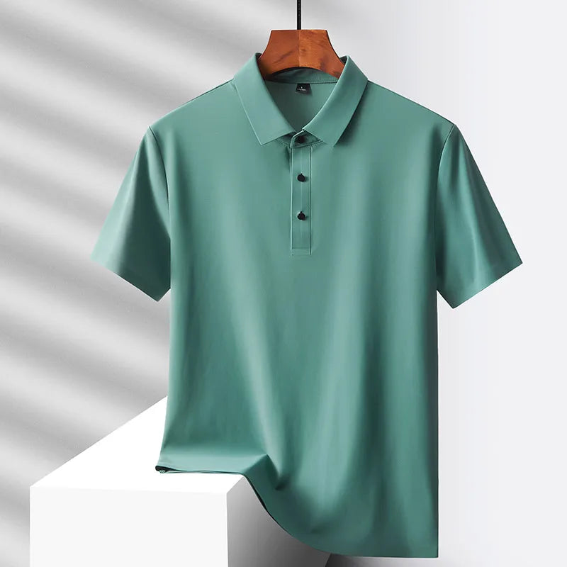 Men's Summer Quick-Dry Ice Silk Short Sleeve T-Shirt — Lightweight Nylon Fabric, Middle-Aged Casual Dad Tee
