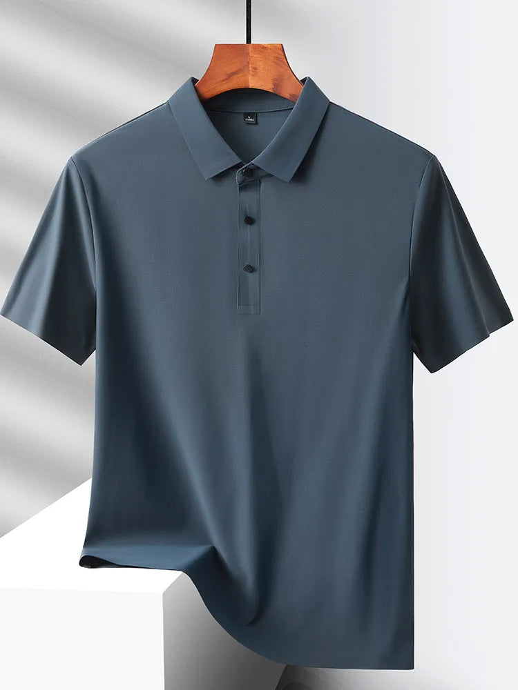 Men's Summer Quick-Dry Ice Silk Short Sleeve T-Shirt — Lightweight Nylon Fabric, Middle-Aged Casual Dad Tee