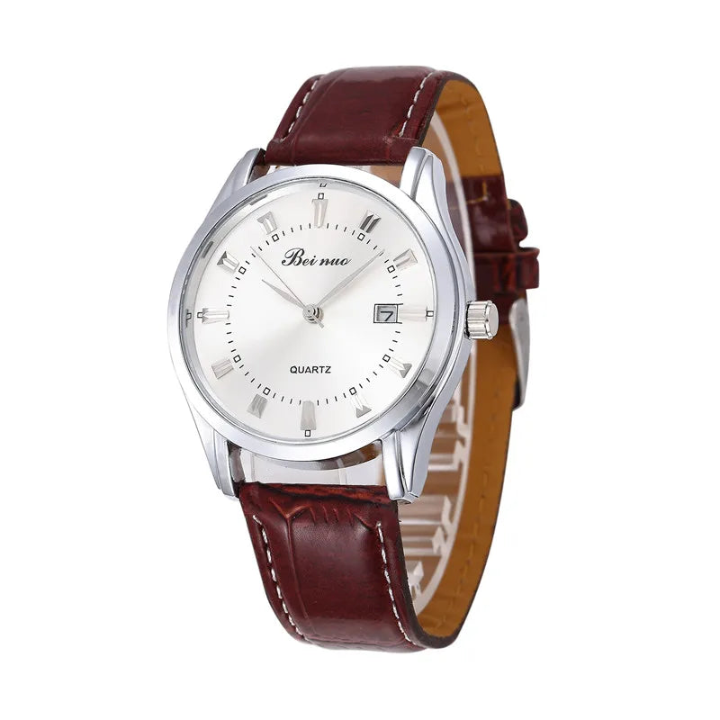 RBB Men’s Luxury Quartz Watch – Fashion Casual Leather Strap with Calendar