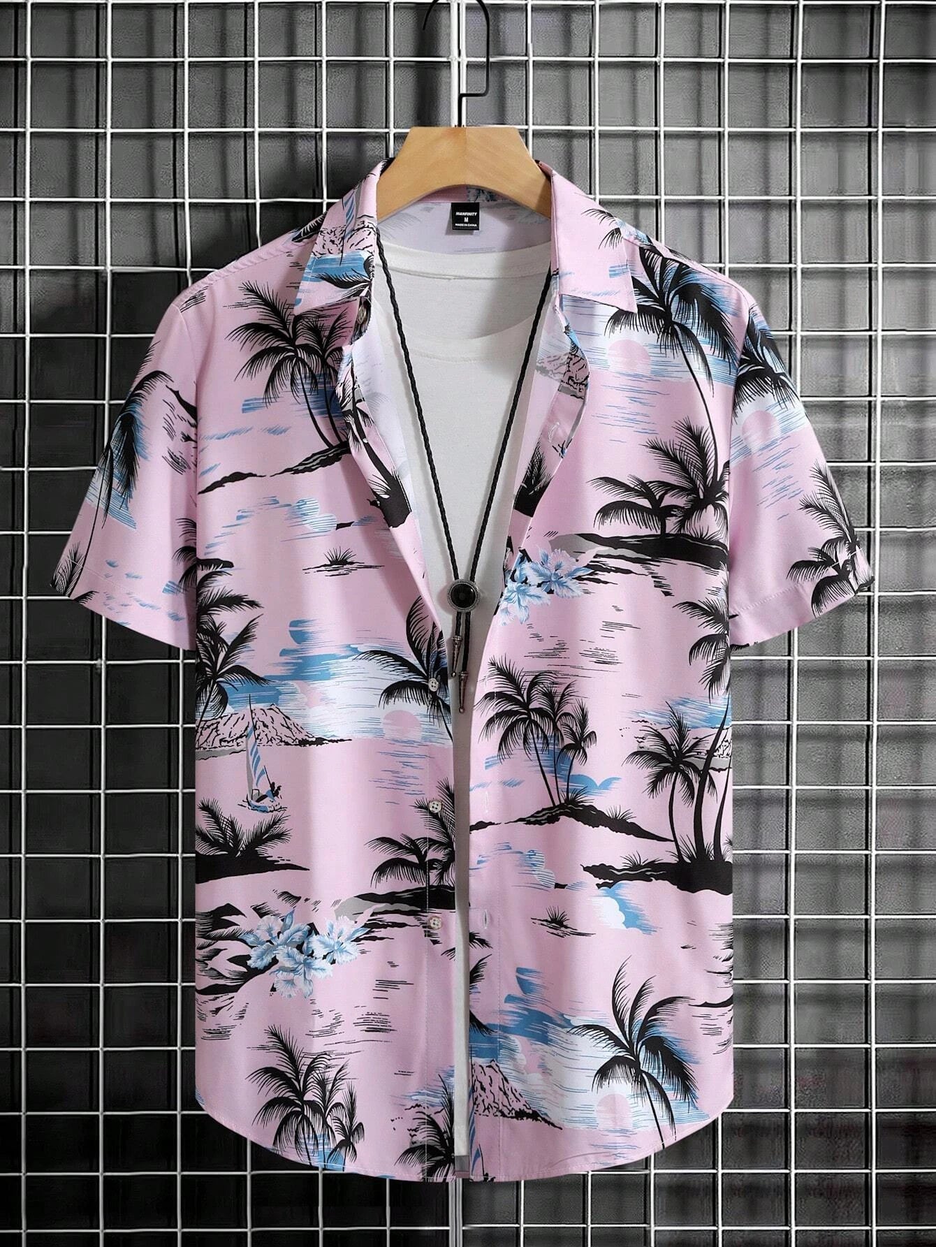 RBB Men’s Coconut Tree Print Shirt – Casual Summer Button-Down