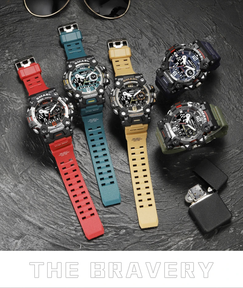 RBB Men’s Digital Sports Watch – 50M Waterproof, Dual Display, LED Quartz