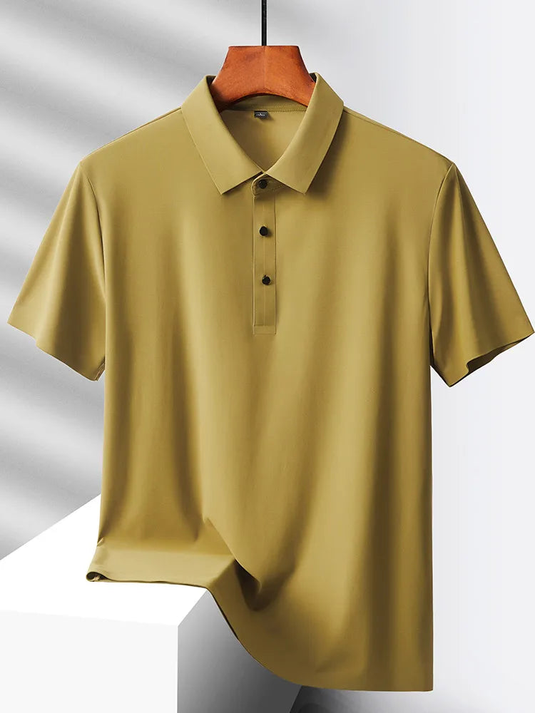 Men's Summer Quick-Dry Ice Silk Short Sleeve T-Shirt — Lightweight Nylon Fabric, Middle-Aged Casual Dad Tee