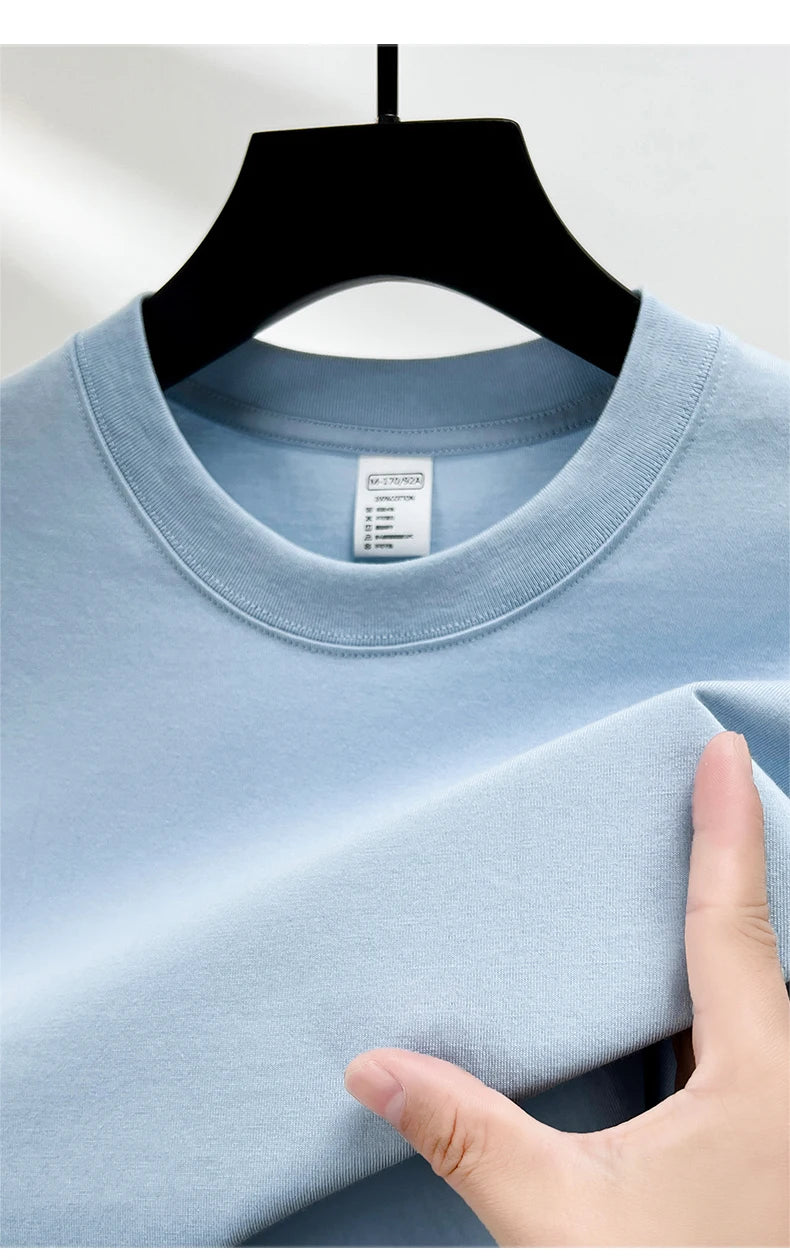 RBB Men’s 100% Pure Cotton Summer T-Shirt – High-End Fashionable Short Sleeve Round Neck, Breathable Half Sleeve Top