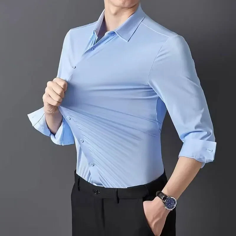 RBB Men’s Premium Ultra-Stretch Long Sleeve Shirt – Silky Formal & Casual Wear
