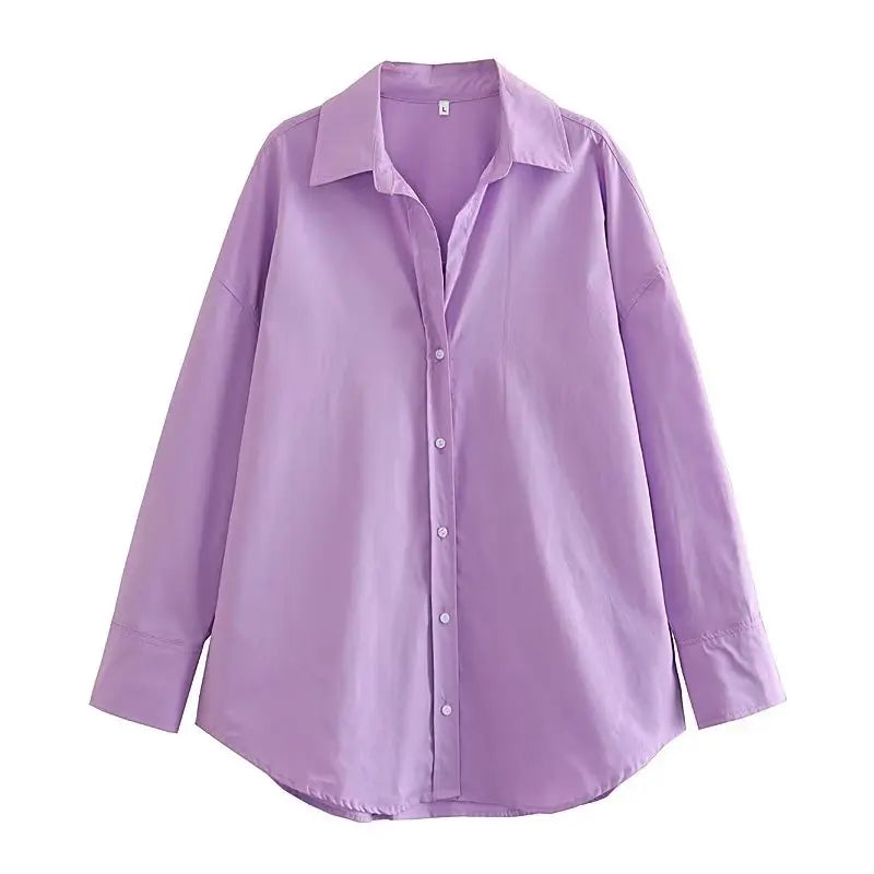 RBB Women's Multicolor Oversized Shirt – Long Sleeve Button-Up Streetwear Blouse (Summer Collection)