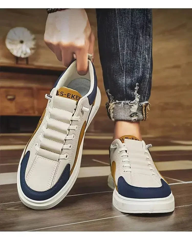 RBB 2025 Summer & Autumn Men’s Leather Low-Cut Running Shoes – Casual Fashion Sports Sneakers