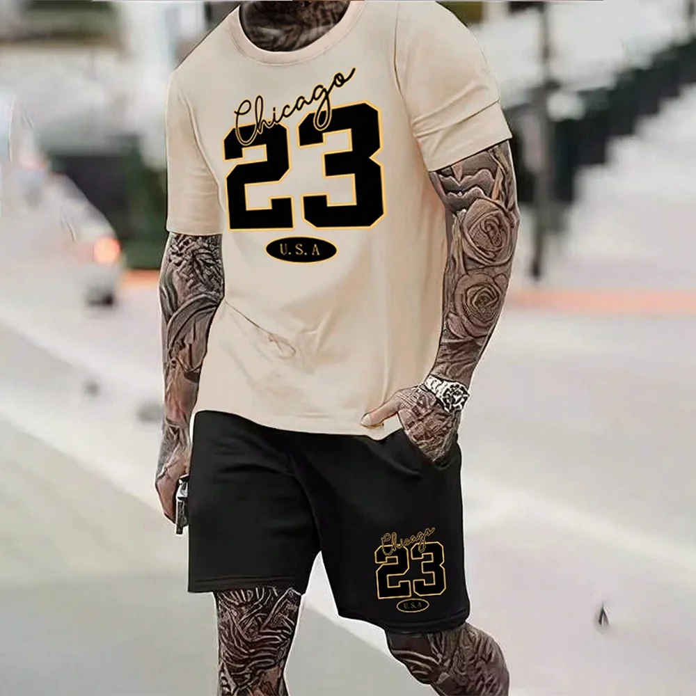 RBB 2024 New Fashion 3D Printed Men’s Oversized Short Sleeve Shorts Suit – Summer Casual Sportswear