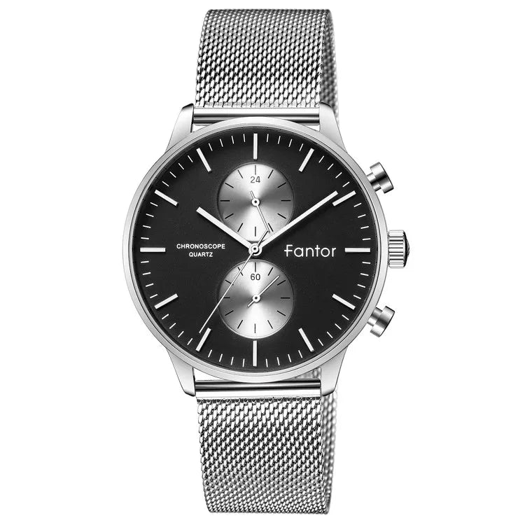 RBB Men’s Luxury Chronograph Quartz Watch – Classic Business Leather Strap Wristwatch for Men